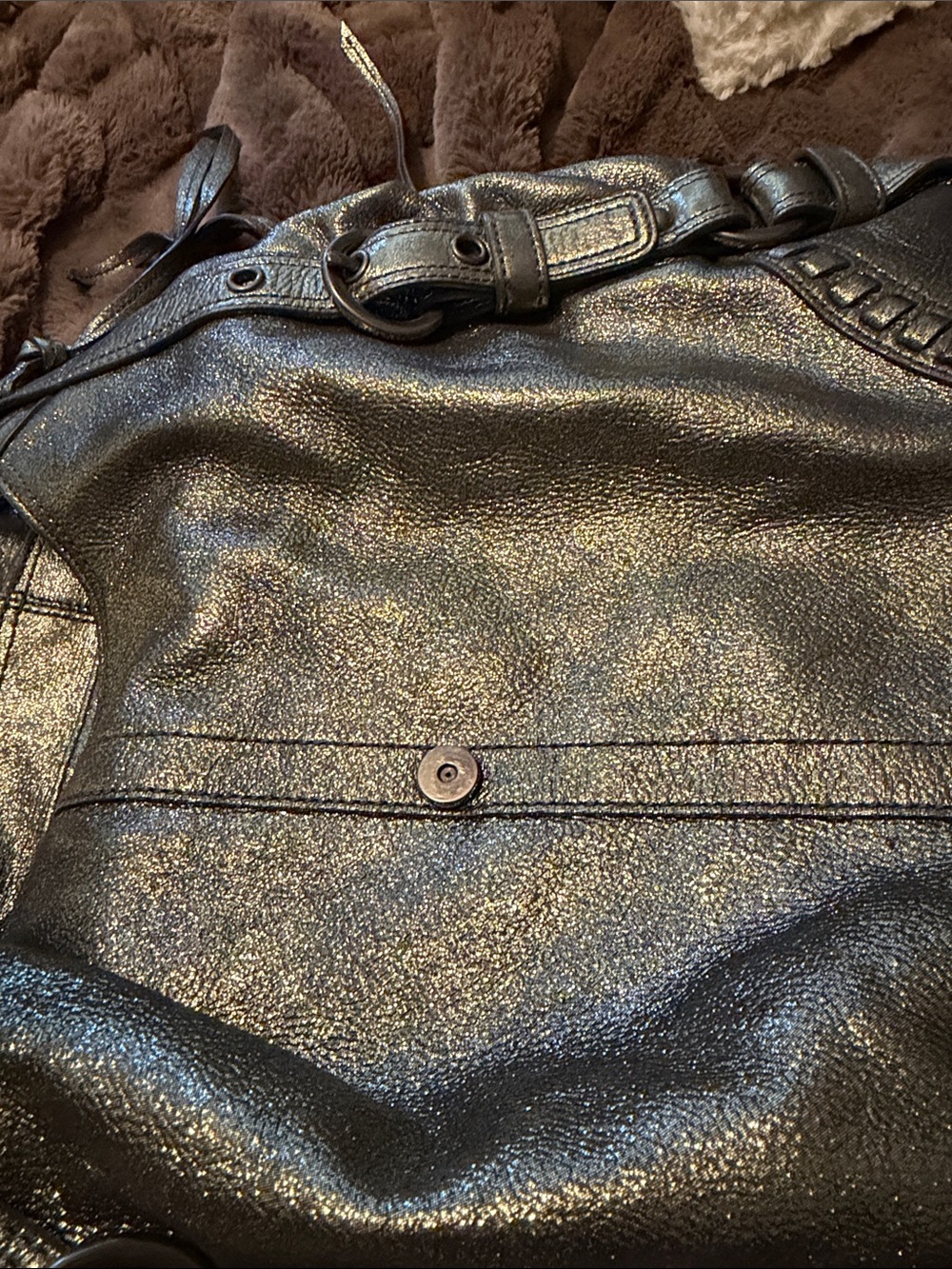 Women’s Coach Vintage Metallic Gunmetal  Leather Shoulder Bag - Picture 10 of 13